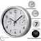 Clockswise Non-Ticking Quartz Wall Clock with Thermometer & Hygrometer - Battery Operated Aluminum Analog Clock for Temperature & Humidity Monitoring - Ideal for Home, Office or School, Silver